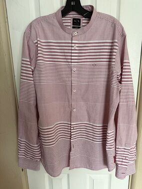 AX Armani Exchange mandarin collar, striped button-down